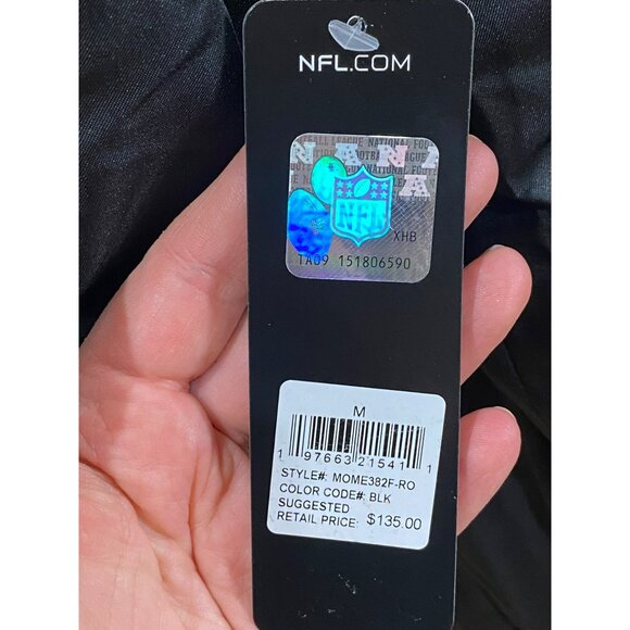 NFL Team Apparel Black Bomber Jacket Quilted Interior Snap-Button Front Fits Men - Picture 5 of 8